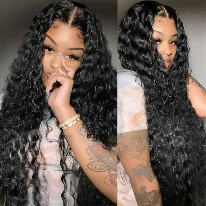 30 38 Inch Deep Wave 13X4 13x6 HD Transparent Lace Frontal Human Hair Wigs For Women Brazilian Curly 5X5 Lace Front Wig For Wome