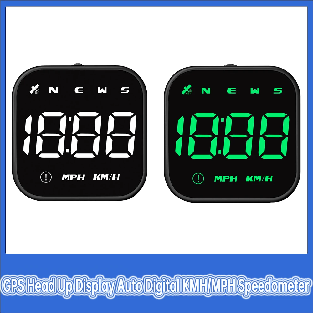 

Multifunctional Speedometer Car Head Up Display Black / Green Font Speed Board Projection Compass Fatigue Driving Reminder