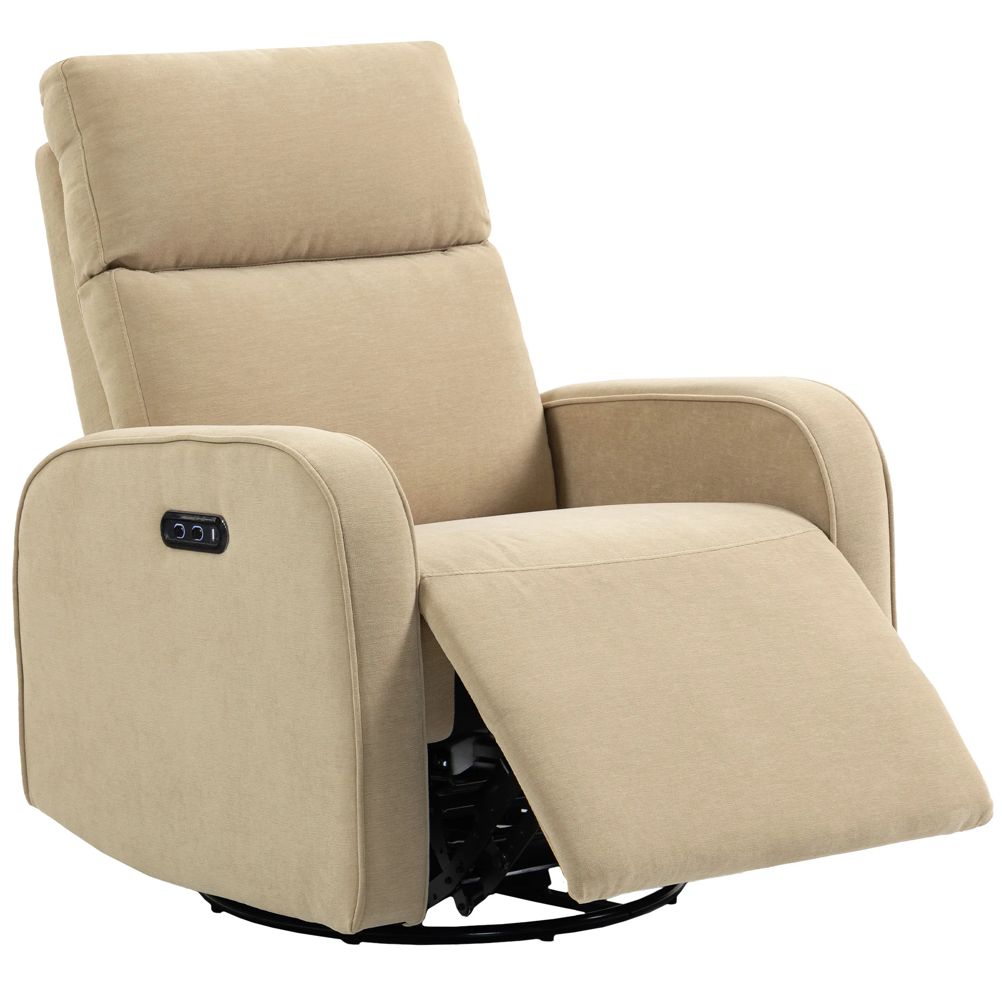 HOMCOM Sillón Relax Reclinable Eléctrico con Doble Motor, Sillón Reclinable de Chenilla Giratorio y Balancín con Reposacabezas