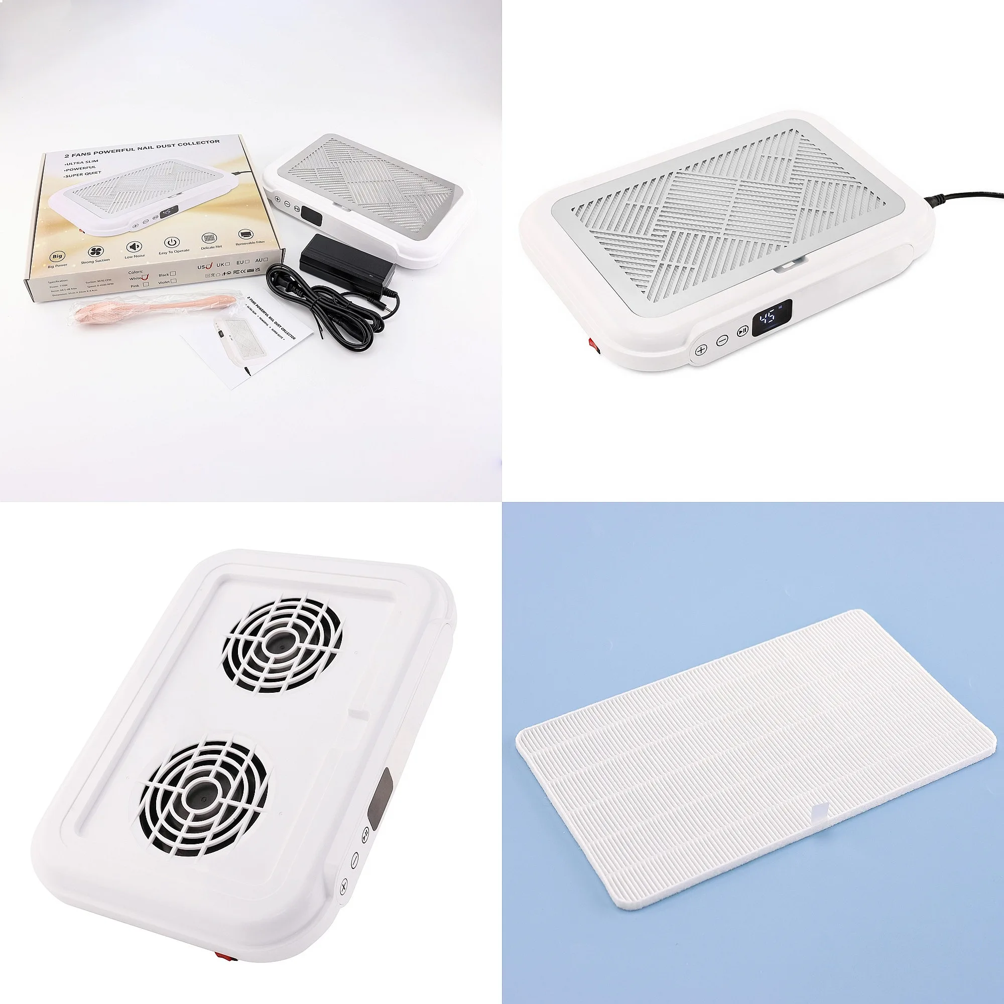 White Nail Dust Collector Ultra-Strong 170W Nail Dust Vacuum Keep Your Salon Clean