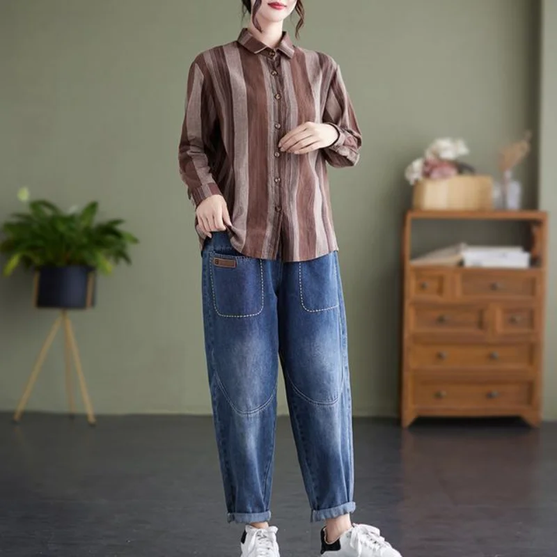 الخريف الشتاء قمصان طويلة الأكمام الملابس النسائية مزاجه تنوعا مريحة محززة موضة بسيطة الساخن بيع تنوعا