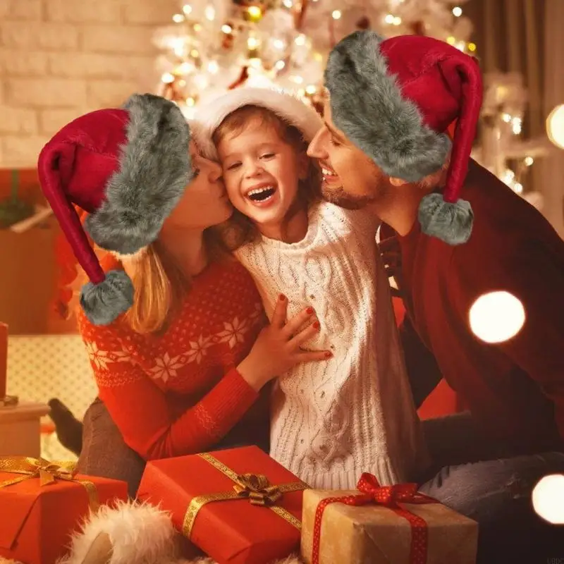 Plush Christmas Hats Adult Festival Red Santa Cap For Holiday Event Gatherings Y166