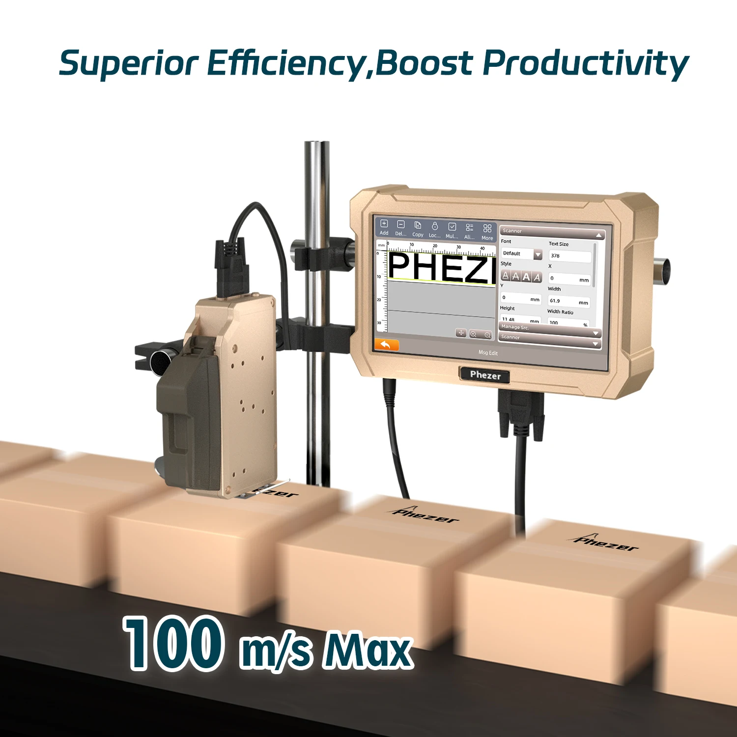 For hp Phezer PRX-1000 Online Inkjet Printer 2026 Model Portable Date Batch QR Code Barcode Label Coding Machine Compatible