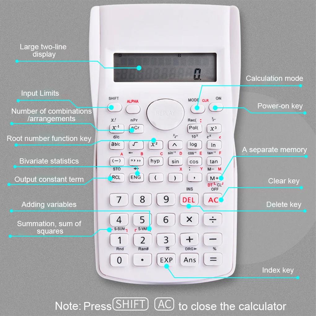 FX-991ES-PLUS機能を備えた417オリジナルの関数計算機高校大学学生コンピュータオフィス