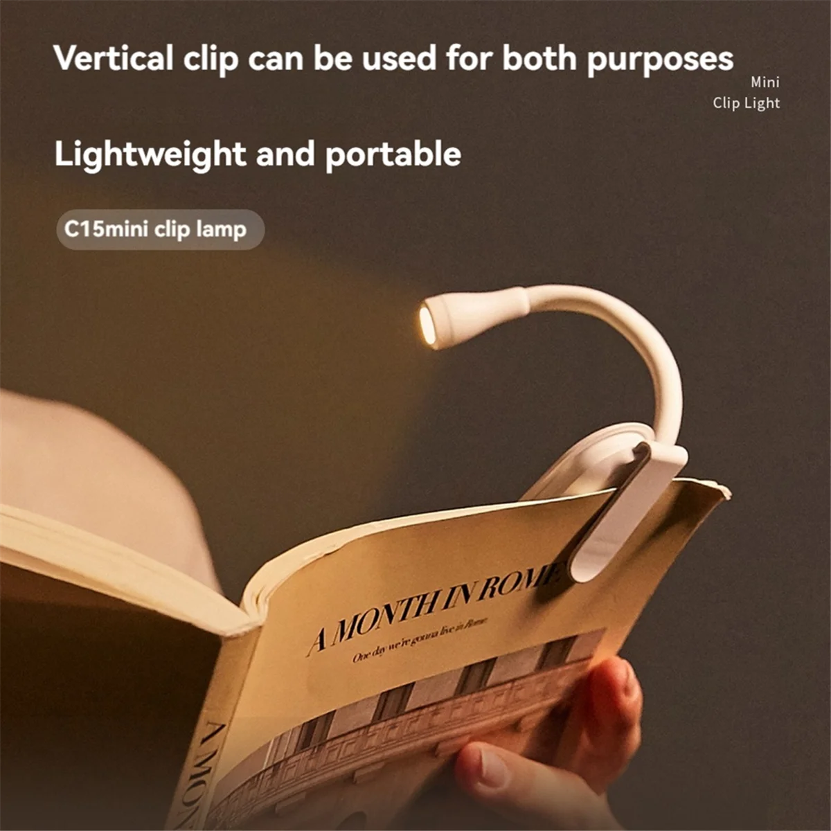 Book Light 3 Color Reading Light USB Rechargeable Portable Book Lamp for Reading in Bed Book Lover LED Night Light A