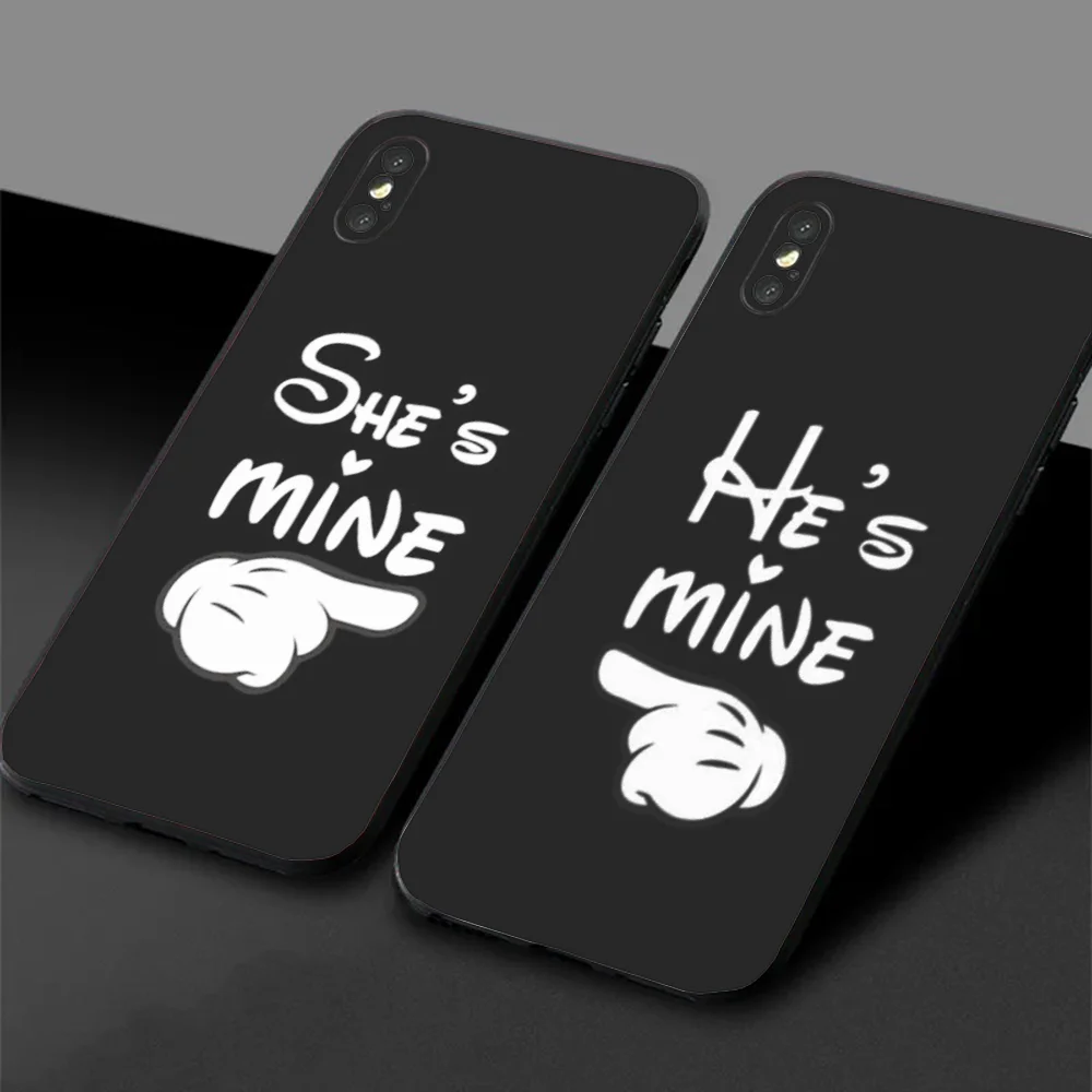 Matching Couple She's Mine Phone Case For Samsung S24,23,22,30,21,10,9,Ultra,Plus,Lite,FE,5G Black Soft Case