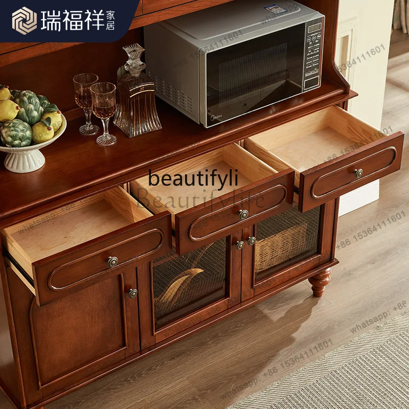 XX39American-style Solid Wood Sideboard Cabinet Home Storage Cabinet French-style Light Luxury Tea Cabinet
