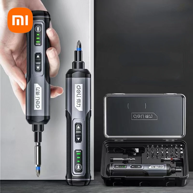 

Xiaomi Deli 4V Mini Electrical Screwdriver Set Cordless Electric Screwdriver USB Handle with 26 Bit Set Drill Repair Power Tools