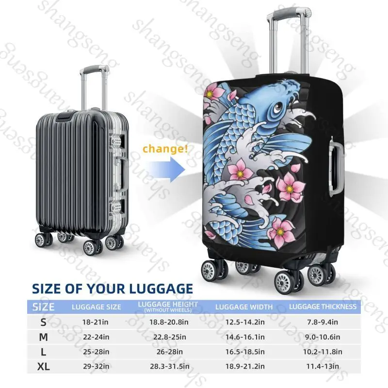 Carp Koi Cherry Blossom Travel suitcase protective case, suitcase cover, elastic protection, washable Luggage cover, 18-32 in