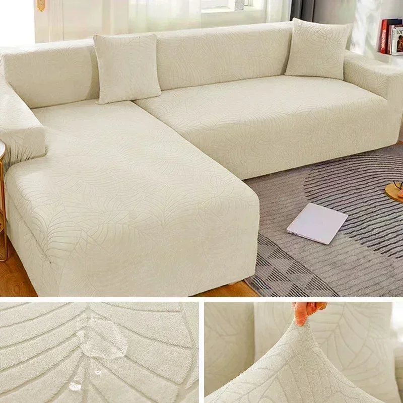 Waterdichte Dikker Bankhoezen 1/2/3/4 Zetels Jacquard Effen Couch Cover L-vormige Sofa Cover Protector bankhoezen