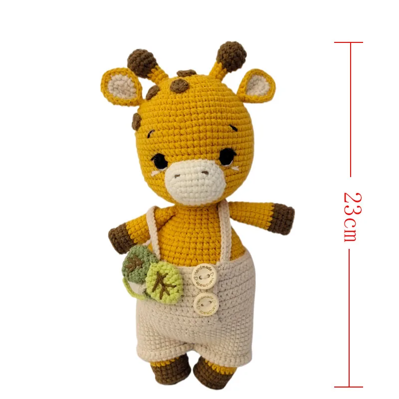 Crochet Giraffe Baby Rattle Newborn Bunny Rattle Toy Wooden Molar Teething Ring Pacifier Clips Chain Set Baby Stuff Dolls