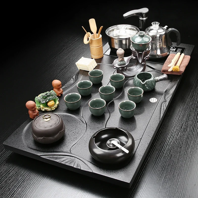a*-Irregular Accessories Tea Tray Luxury Chinese Table Ceremony Office Long Tea Tray Coasters Magnetic Home Decorationgs./