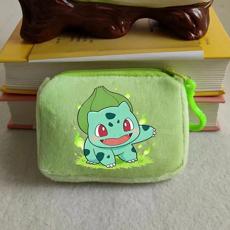 Pokemoned  Anime Coin Purse Girl Boy Mini Short Wallet Keychain Zipper Women Purse ID Card Rose Money Bag Small Makeup Bags Gift view 3
