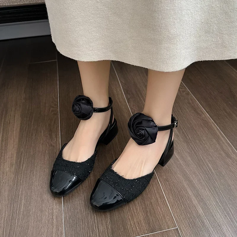 Buty damskie nowe 2024 jesień koreański styl wysokie obcasy damskie moda mieszane kolory buty Mary Jane dla kobiet Zapatos De Mujer