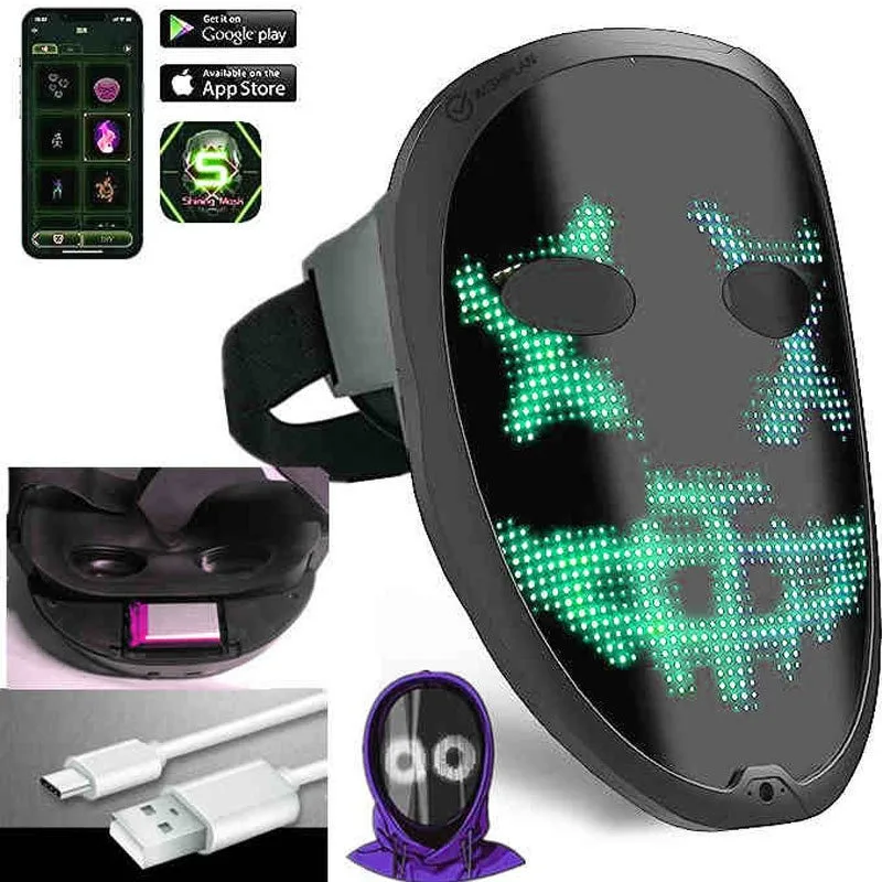 LED gesture sensing face mask, luminous display mask