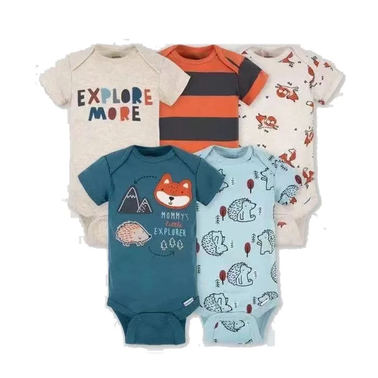 5pcs Baby Boys Girls Bodysuit Short Sleeve 100% Cotton Baby Clothes 0-12 Months Newborn Body Bebe Jumpsuit Clothing