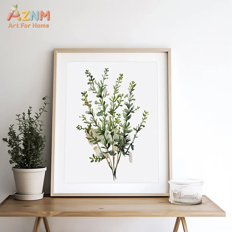 AZNM Watercolor Vegetable Fruit Herb Canvas Poster Frameless Wall Art Pea Carrot Radish Basil Orange Botanical Print For Kitchen