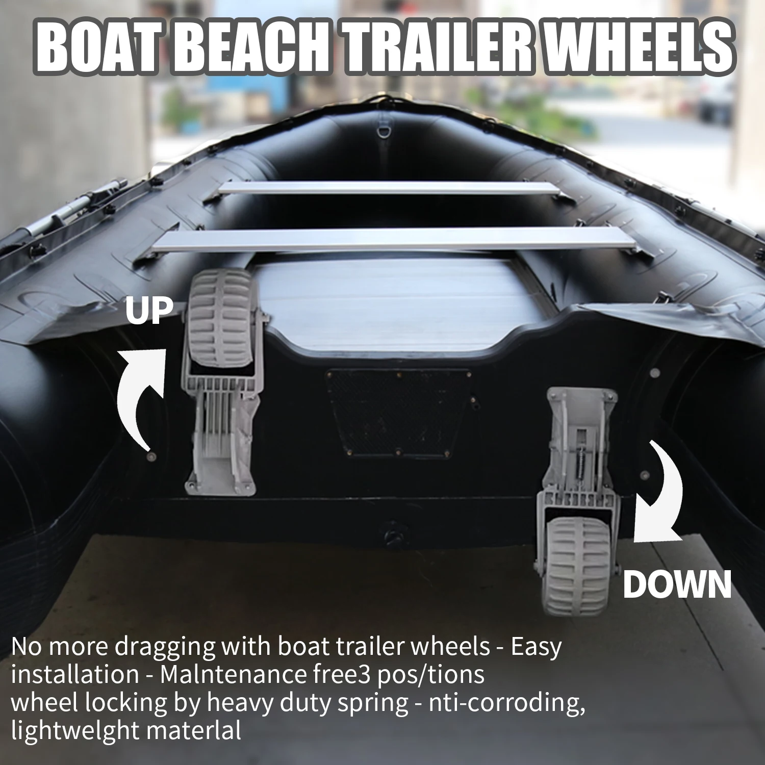 Inflatable fiberglass boat portable hand-pulled wheel with a pair of three-speed adjustable wheels Dinghy Wheeler for Boat