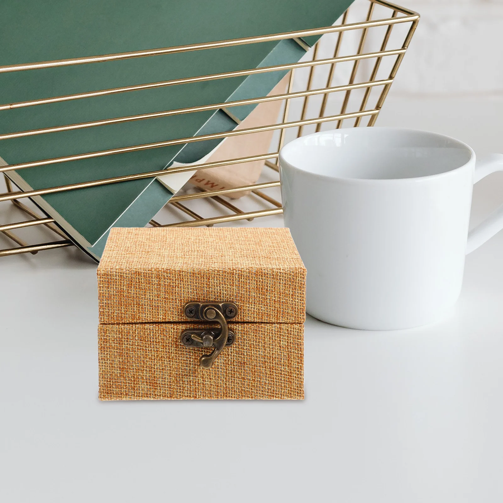 صندوق كنز خشبي صغير للبالغين مثالي مثل حامل وسادة الحبر ومنظم المجوهرات وحاوية تذكار فريدة من نوعها #3