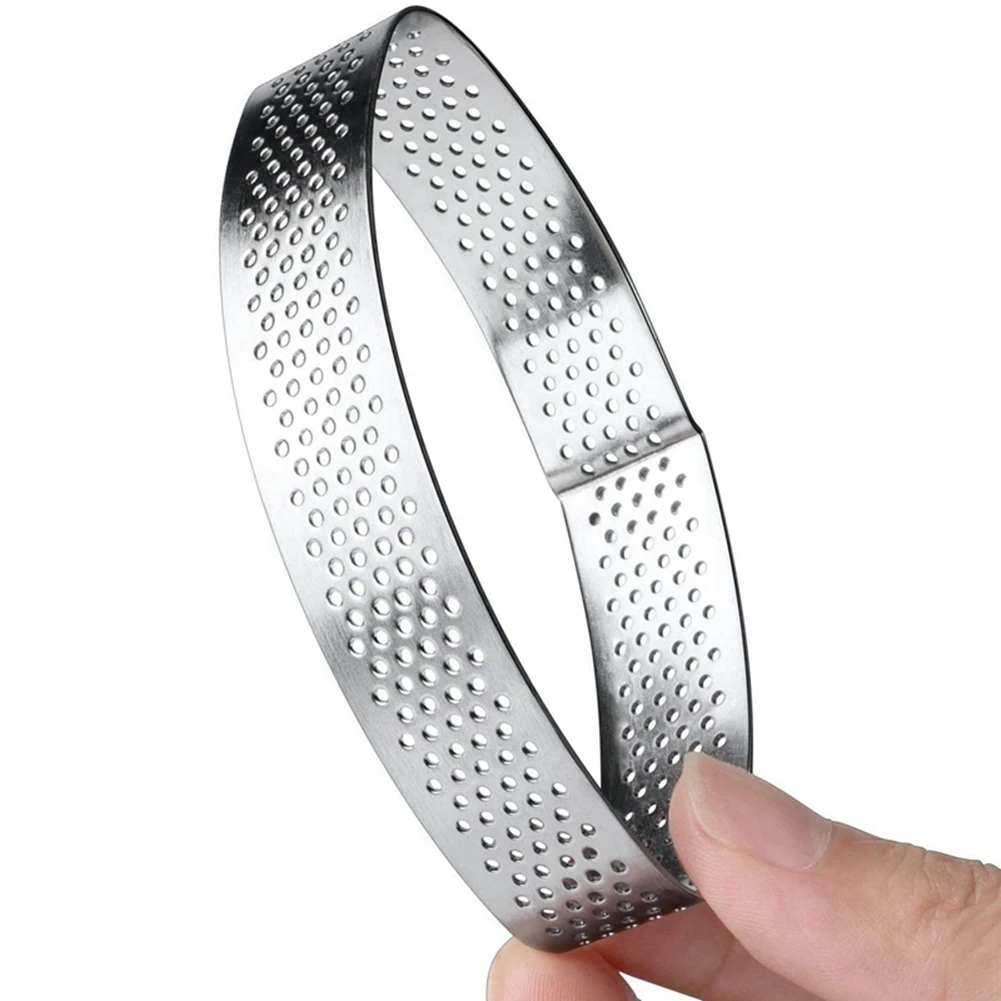 9 عبوات من حلقة تورتة من الفولاذ المقاوم للصدأ، حلقة موس كعكة مثقوبة مقاومة للحرارة، قوالب موس كعكة دائرية، حلقة فطيرة ساخنة