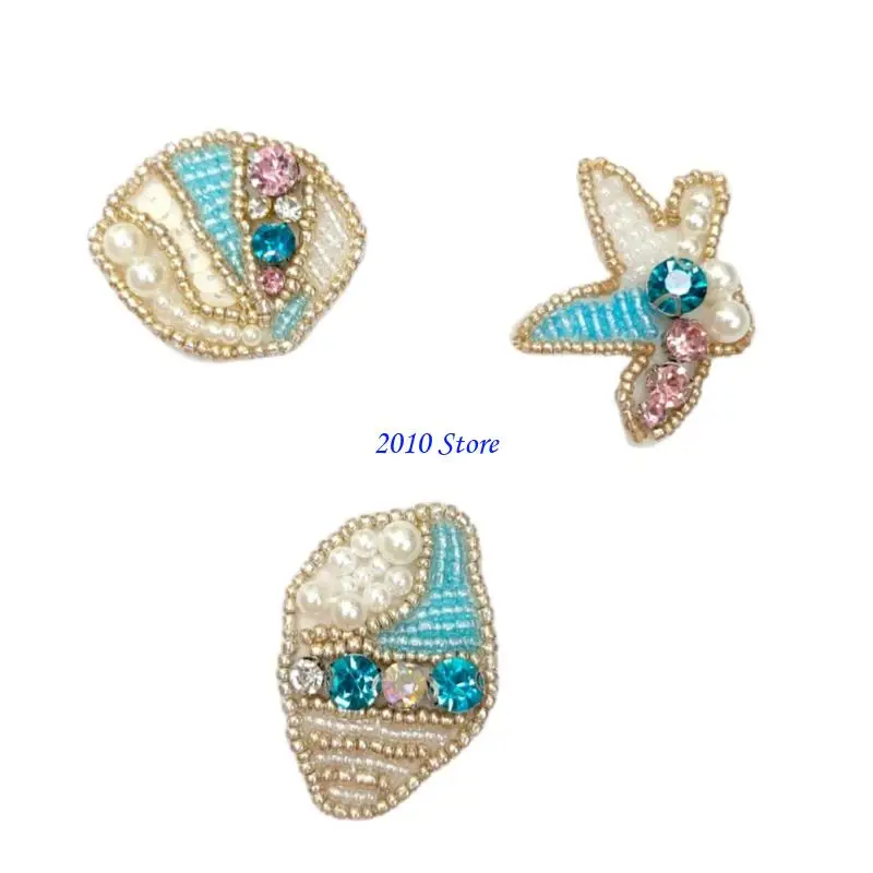 

F3MF 10pcs Ocean Themed Sew on Patches Applique Applique Artifical Wearls страза