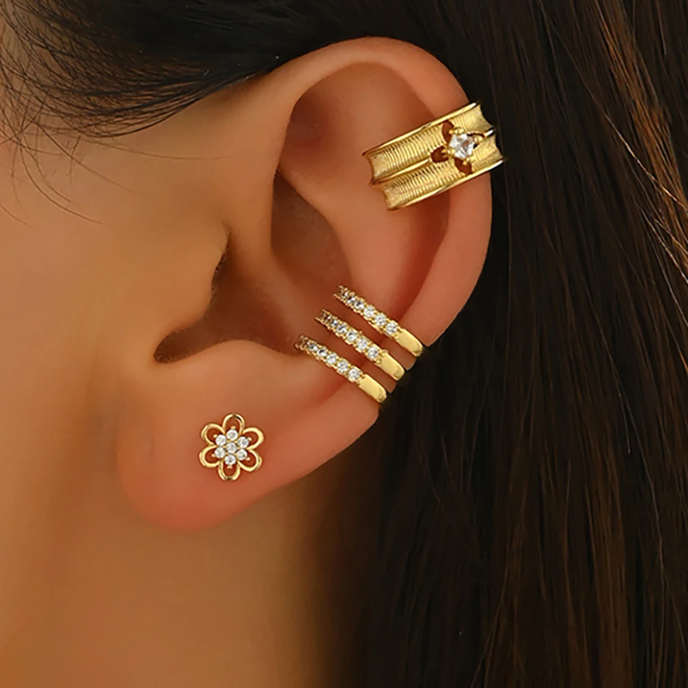 Light Luxury Gold Color Clip On Earrings For Woman Non-Piercing Bone C-Shaped Ear Ring Unique Without Puncture Earrings Jewelry