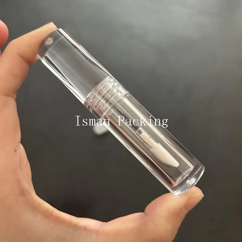 

50pcs Round Luxury Clear Lip Oil Container Empty Transparent Plumping Lip Gloss Bottle Makeup Tube With Applicator 5ml