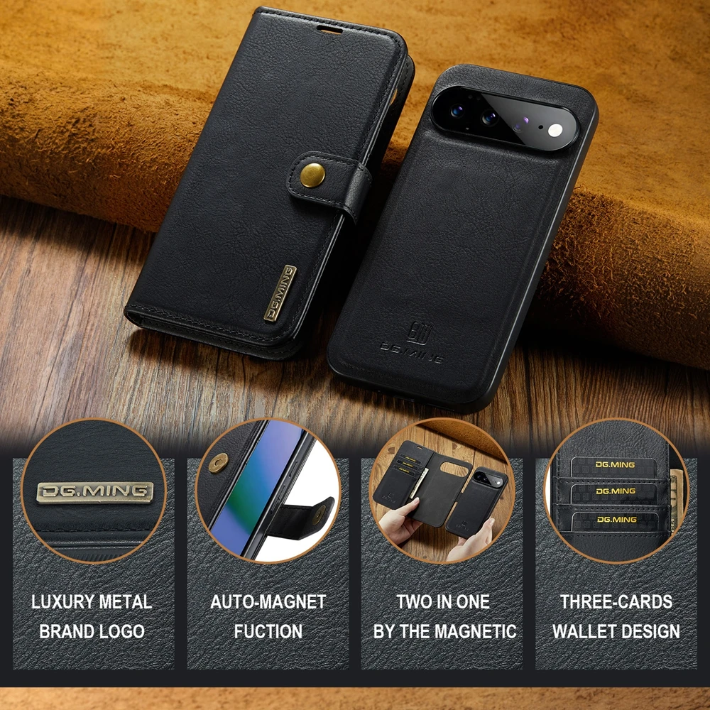 2 in 1 Magnetic Flip Leather Case for Google Pixel 11 11Pro 10 10Pro 10A 9 9Pro 9A 8 8PRO 8A Pro XL Wallet Card Slot Phone Cover view 3