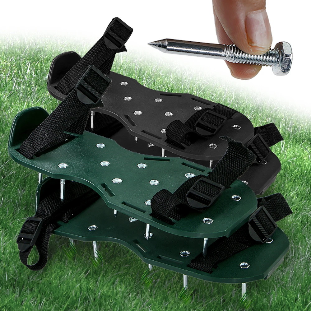 

A Pair Lawn Grass Spiked Gardening Walking Aerator Sandals Nail Shoes Revitalizing Scarifier Nail Cultivator Yard Garden Tools