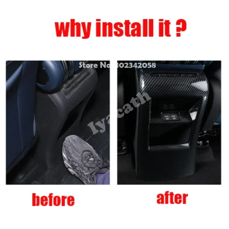 For BYD ATTO 3 YUAN PLUS 2022 2023 ABS carbonfiber black Rear Air Condition Outlet back Anti Kick AC Vents panle Protector Frame