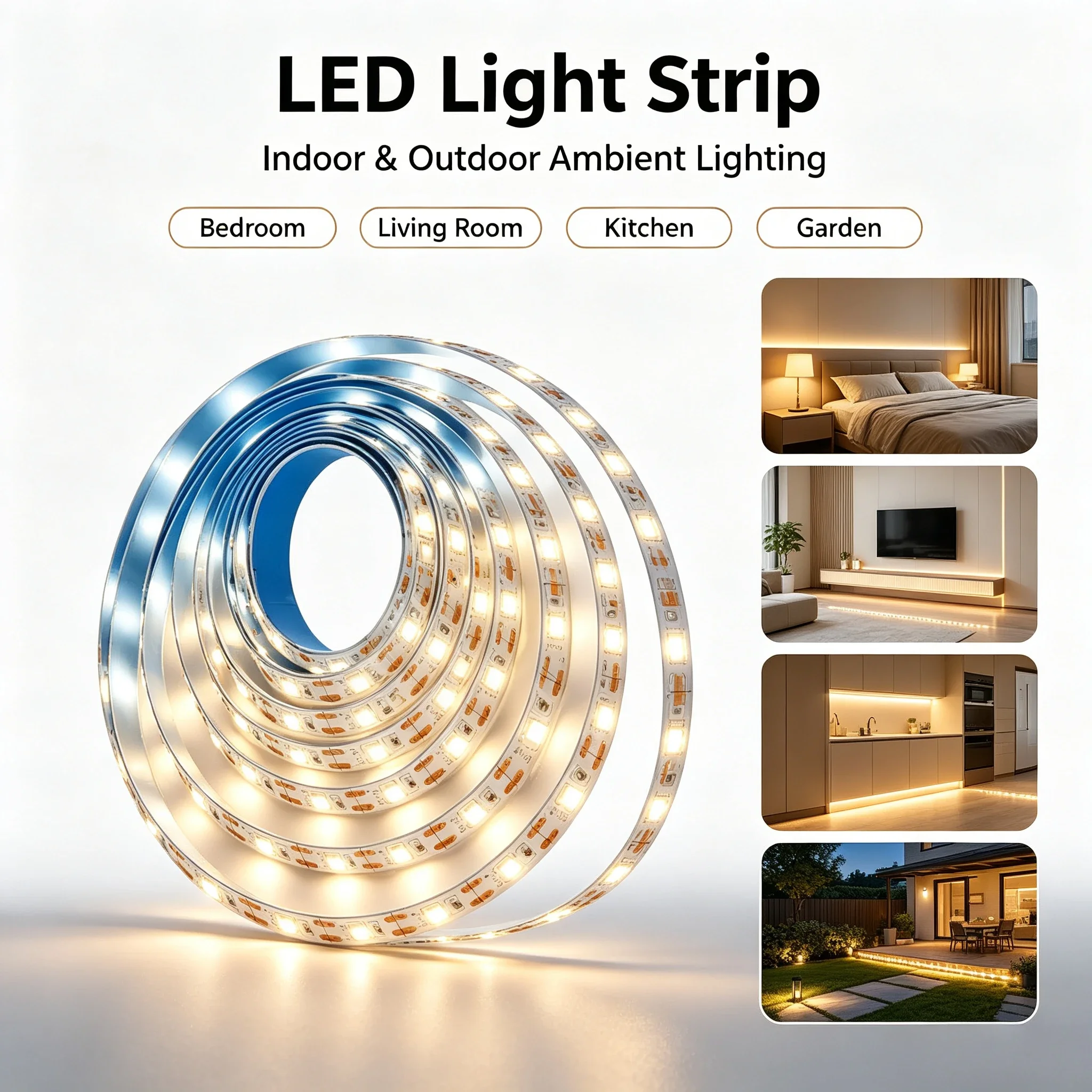 LED Light Strip USB Flexible Tape Lights 5V Indoor Lamp Bar Kitchen Wardrobe TV Backlight Stair Display Cabinet Decor Lighting