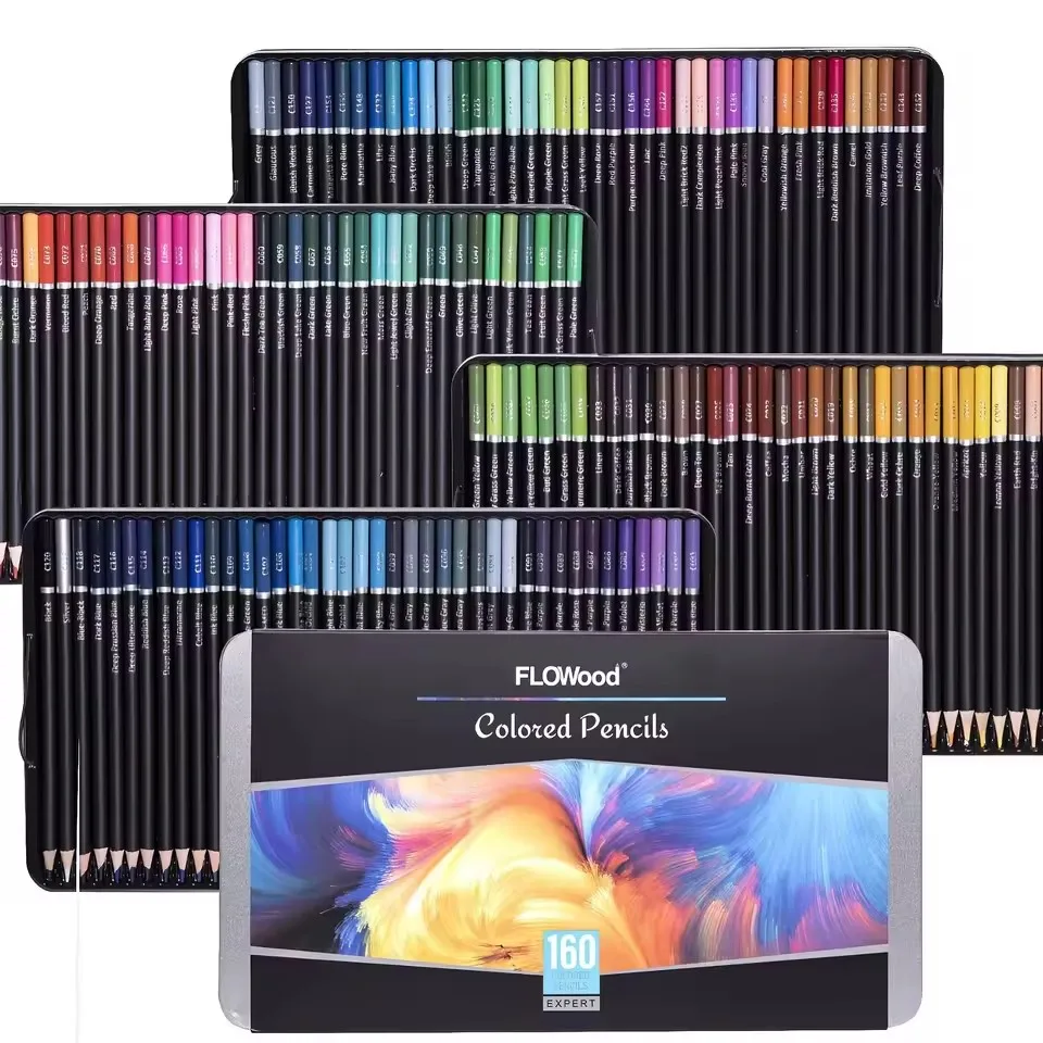 

Colored Pencils in 48/72/120/160/180 Colors Are Packaged in a Tin Box.Ideal for Use in Coloring Books,Vibrant Colors.