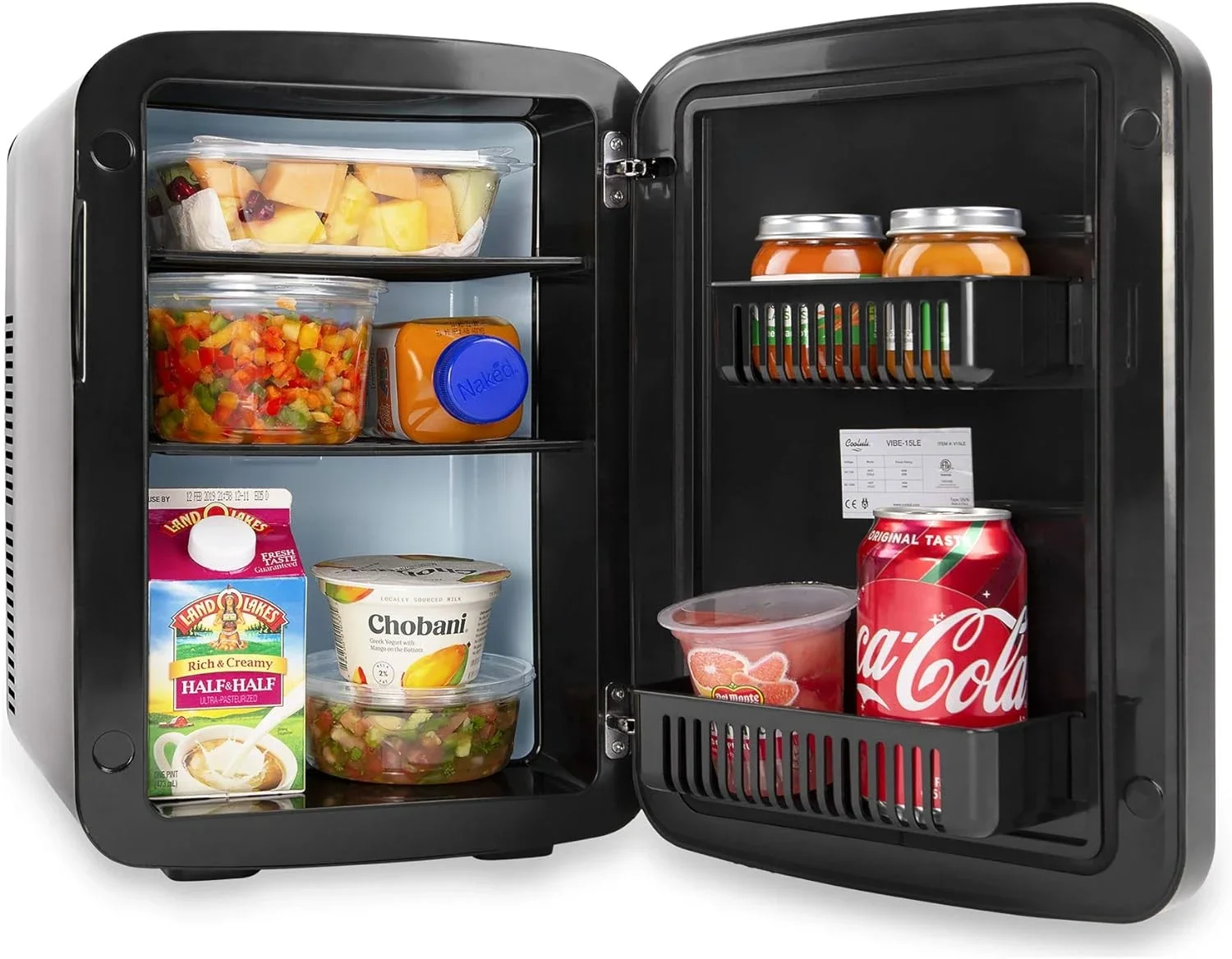 Portable and Stylish 15L Mini Fridge with Blackboard - Ideal Small Refrigerator for Travel, Car, and Office Use - V15LE2BK