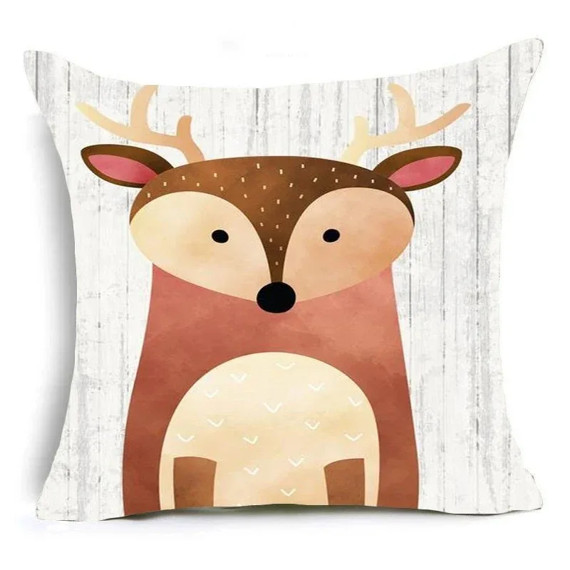 Boho Woodland Animals Cushion Cover Bear Fox Forest Animals Jungle Pillow Cover Decorative Cushions For Birthday Gift