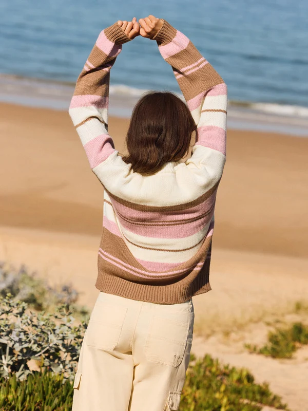 Nieuwe 2023 Dames Losse Streep Basislaag Trui Zoete Woon-werkverkeer Binnen- en Buitenkleding Casual Comfortabel Nylon Lange Sve