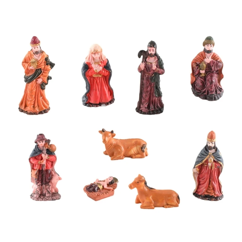 Nativity Scene Figures Resin Statue Holy Family Crafts Artwork Religious for TV Shelf Fireplaces Christmas Decoration Dropship