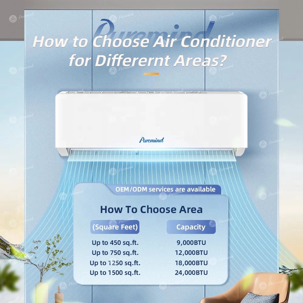 Puremind Smart Air Conditioners 220V 50Hz Variable Frequency Cooling Only Split AC 24000Btu Air Conditioning Inverter Wifi