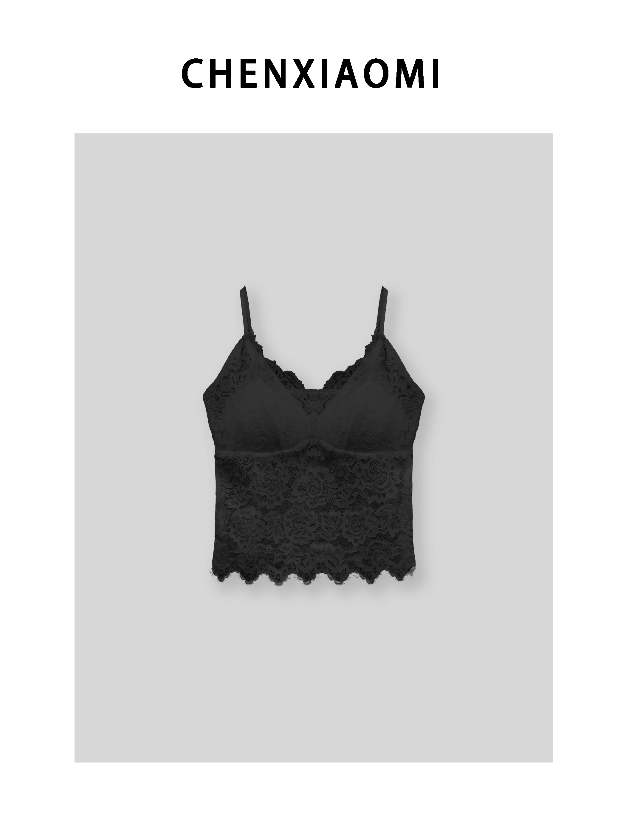 Sexy Lace Bralette with Chest Pad Cream Cheese Versatile Hot Girl Back Beauty 25Z502 Nylon Spandex Short Style Commute Trend