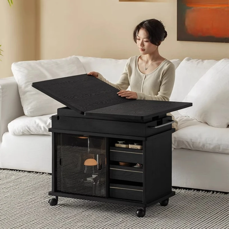 

Furniture Adaptive Lifting Coffee Table Solid Wood Folding Modern Simple Cart Bedroom Living Room Movable Side Table