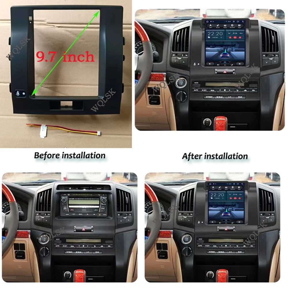 

2Din Car 9.7 Inch VERTIVAL SCREEN DVD GPS ABS PC Plastic Fascia Plane Frame for TOYOTA Land cruiser 200 2007-2015 Dash Kit