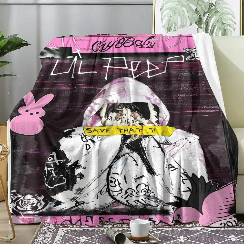 Rapper L-Lil Peep Throw Summer Lightweight Flannel Blanket Soft Breathable AC Throw for Sofa Bed Travel Cozy Nap