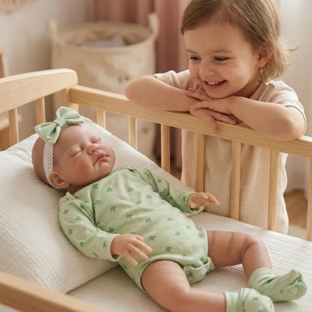 18inch Sleeping Cute Reborn Baby Doll, 3Dskin With Visible Veins ,Full Soft Body, Perfect for Birthday Gift , Christmas Gift
