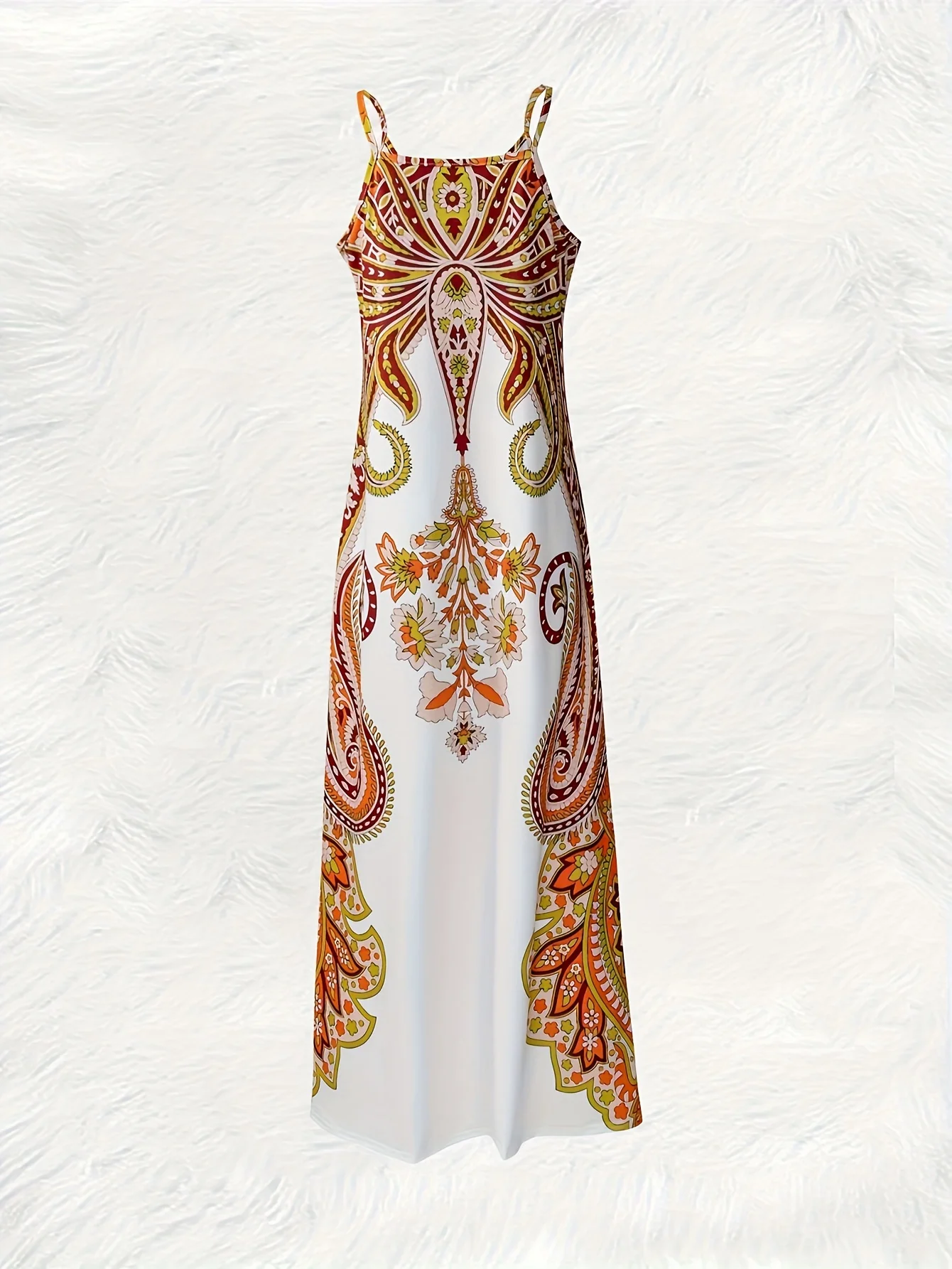 Four Seasons Colorful Paisley Floral Pattern Print vacation style women's dress