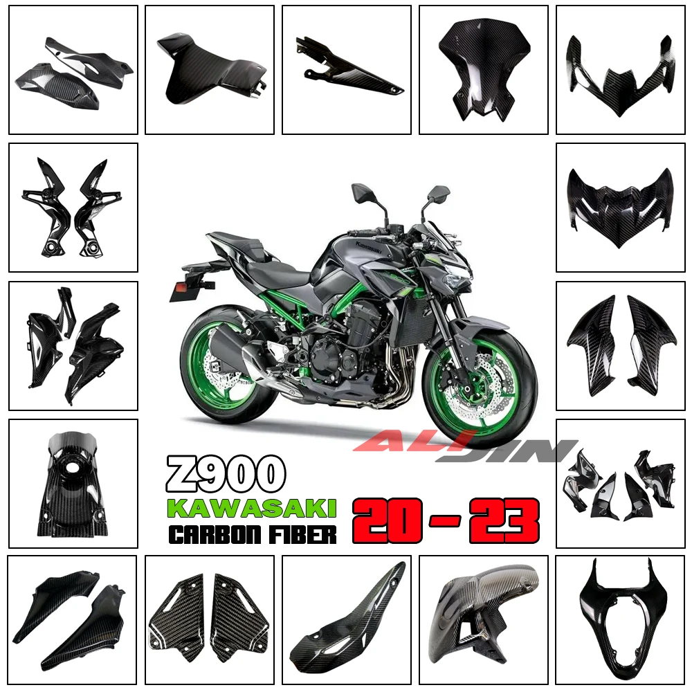 

Real Carbon Fiber For Kawasaki Z900 2020-2023 2021 Z900SE Motorcycle Side Fairing Front Rear Fender Nose Headlight Cover Guards