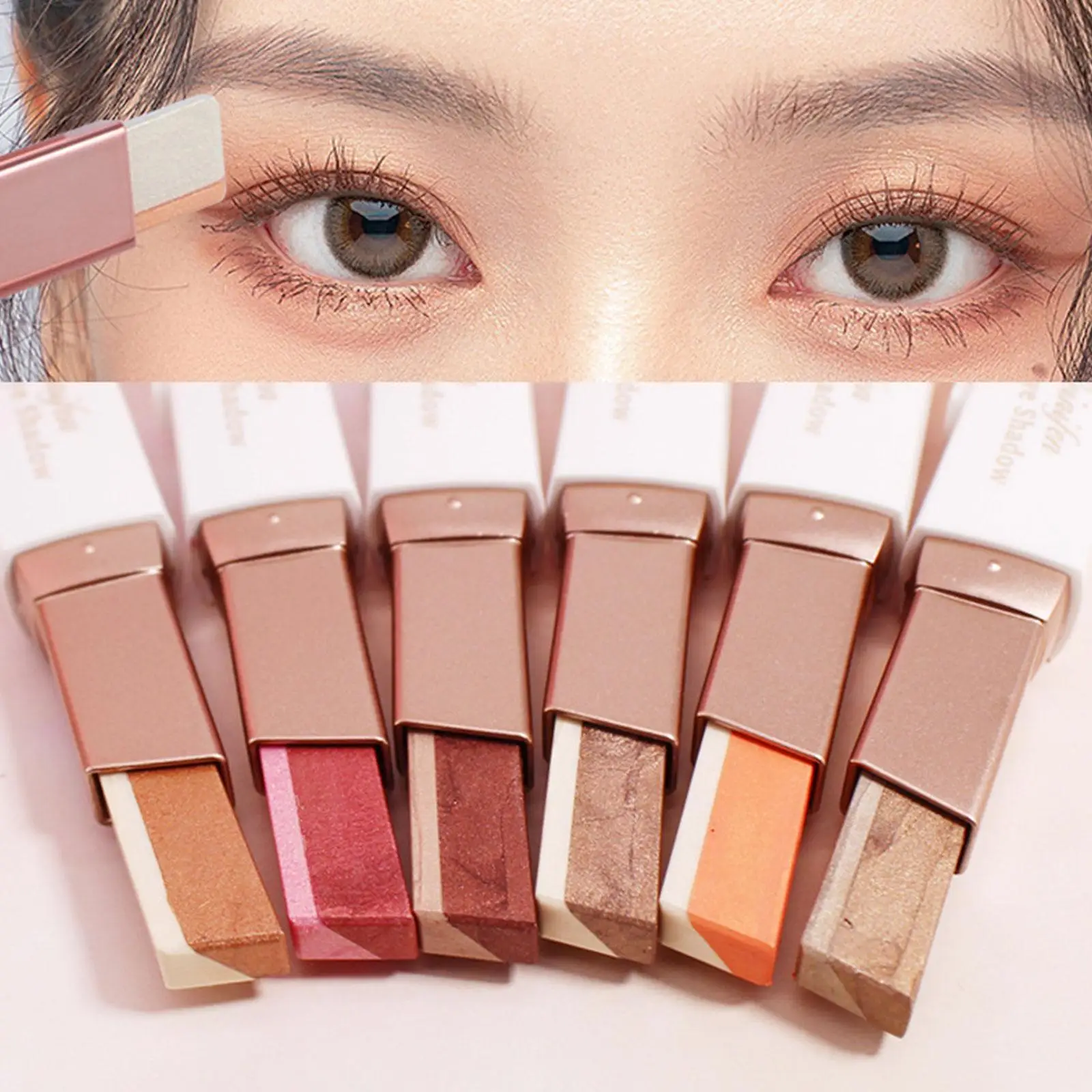 Two-tone Eyeshadow Stick Long Lasting Glitter Eyeshadow Makeup Eye Retouch Eyeshadow Palette for Female V4Z1