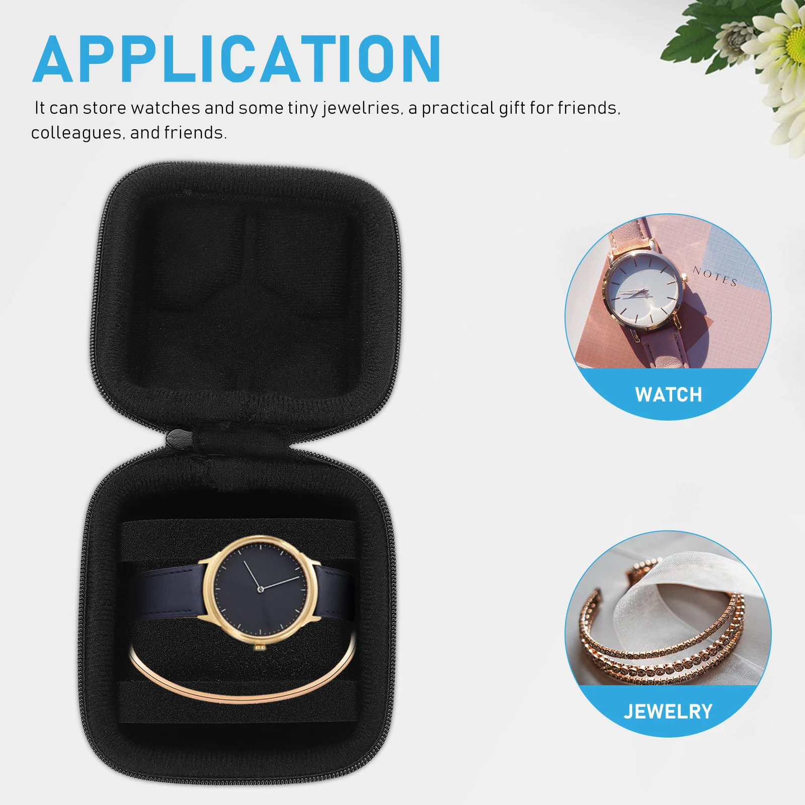 

Oxford Cloth Watch Case Durable Lightweight Travel Storage Box Anti-Fall Dustproof Vibration Container For Men Women