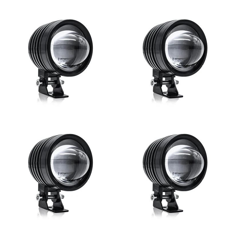 Best-Selling 4Pcs 3 Inch Motorcycle Headlight 30W 6000LM Fisheye LED Headlight Driving Fog Spotlights White+Amber Light
