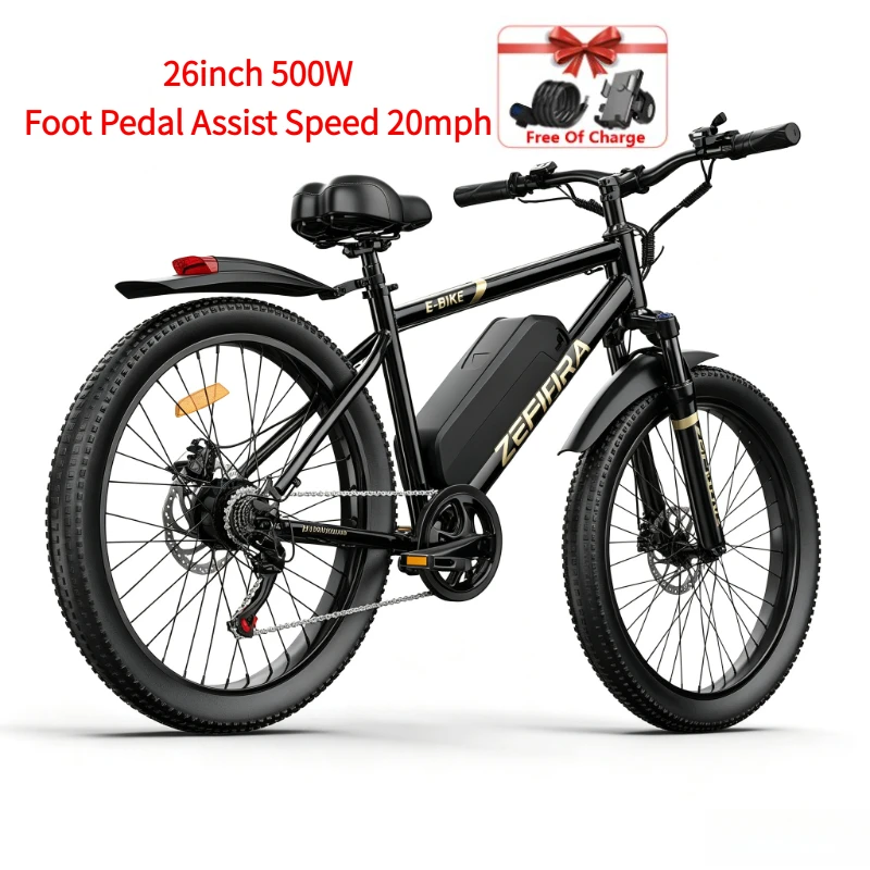 500W 26 Inch Urban Mountain E-bike,Certified UL2849 45° Climbing Adjustable Front Brake Seat Factory Original Free Local Shipping