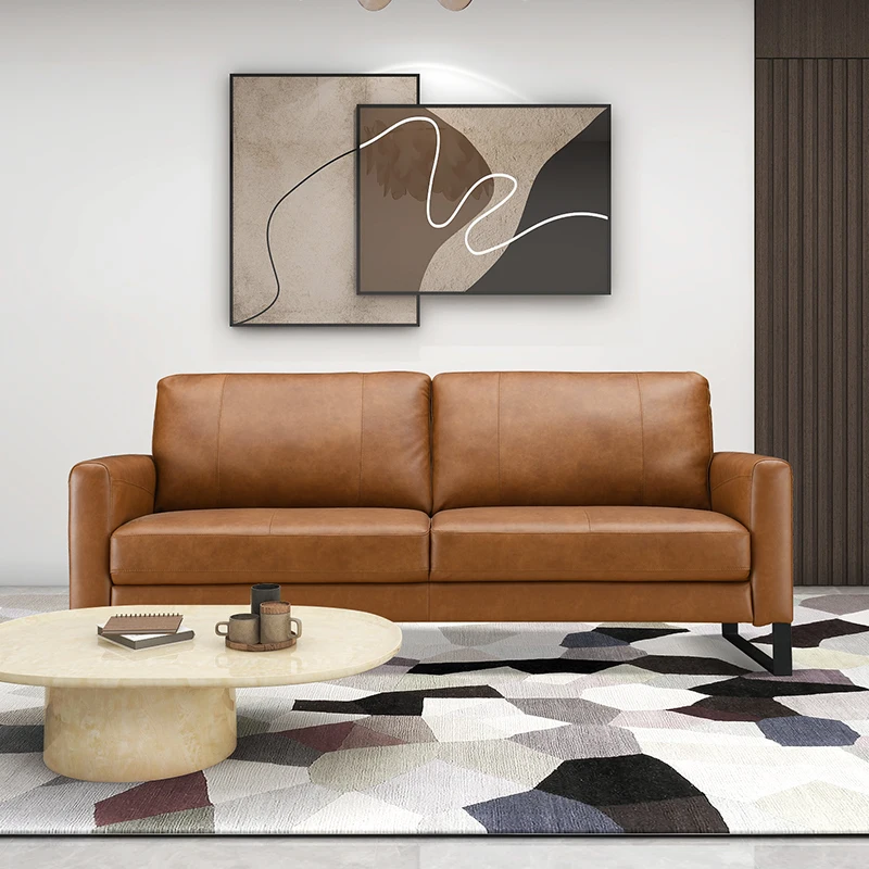 

-Genuine Leather Living Room Sets Leather Office Nonfunctional Sofas Modern Couch Sofas For Hotel And Villa