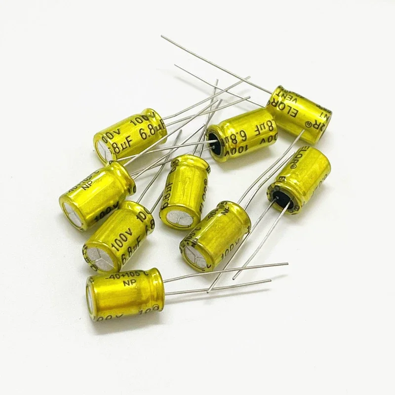 10pcs 100V non-polar fever audio capacitor golden 8*12mm 1/1.5/2.2/3.3/4.7/5.6/6.8/10/15/22/33UF